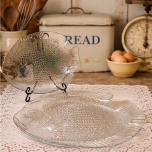 Arcoroc Vintage Fish Shaped Serving Platters-France. One very large! Set of two